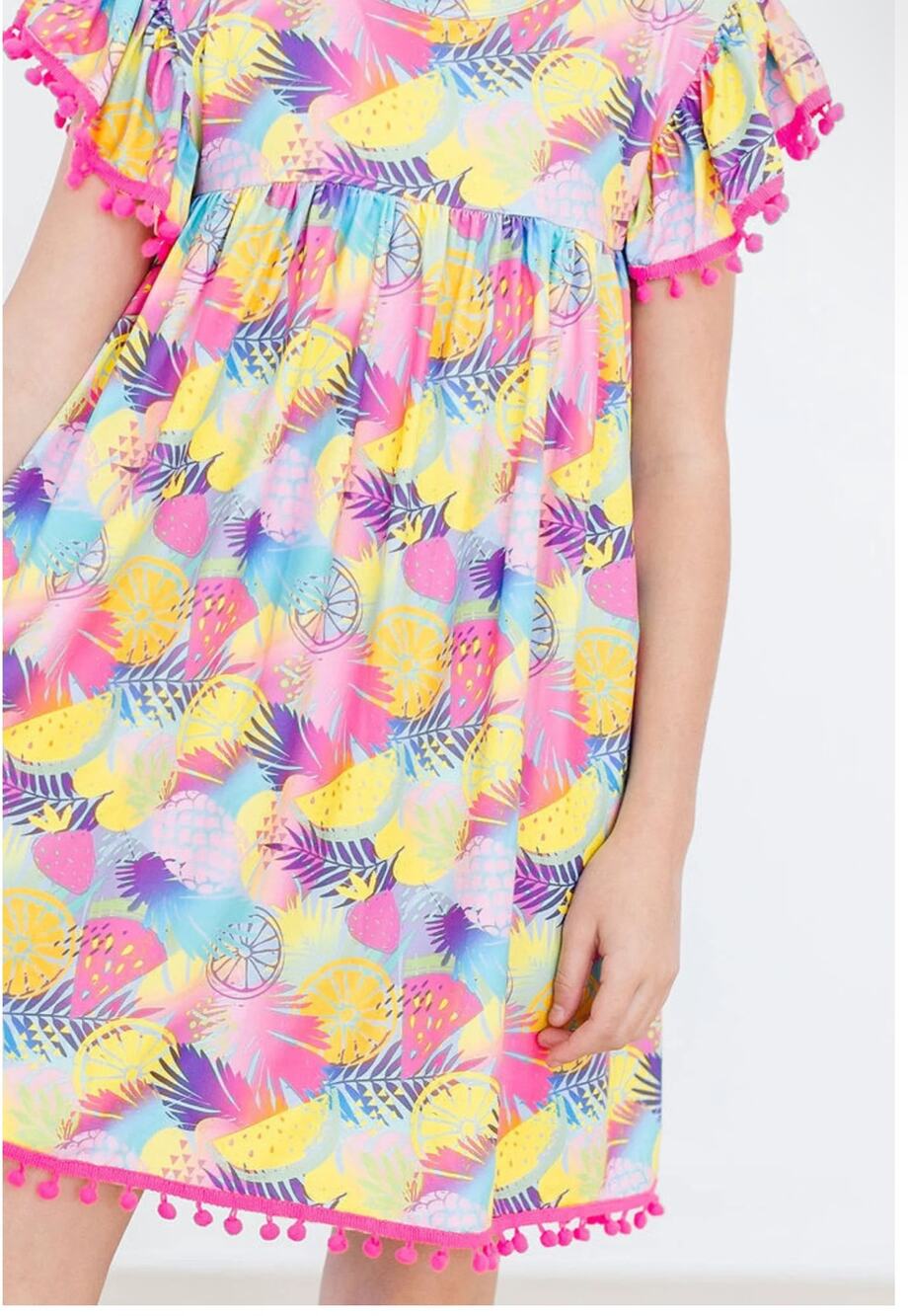Mila & Rose TROPICAL GLOW POM POM DRESS size 4T NWT